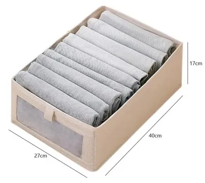 Immagine prodotto di Contenitore per abbigliamento - Organizzatore per armadi - Trasparente - Pieghevole - Cotone - Taglia L - Beige