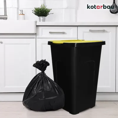 Zdjęcie produktu dla KOTARBAU® Kosz Na Śmieci Pojemnik na Odpady Kubeł na Śmieci Duży Do Segregacji z Żółtą Pokrywą 50 L