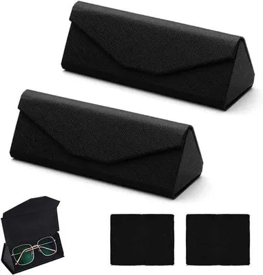 Produktbild von Faltbare Brillenetuis, 2 Stück, schwarz, Kunstleder
