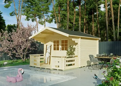 Produktbild von Gartenhaus Hidra I 3,00x2,50 m - inklusive Terrasse und hochwertigen Dachschindeln