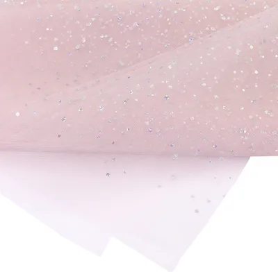 Produktbild von Tüll Stoff mit Glitzer Punkten 150cm x 3m Hellrosa