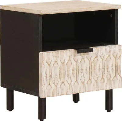 Produktbild von vidaXL Nachttisch mit Schubladen Weiß 40 x 33 x 46 cm Massivholz Mango