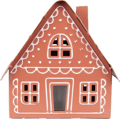 Produktbild von Clayre & Eef Dekoratives Haus mit LED 23x18x23 cm/ 3x AAA Braun Metall