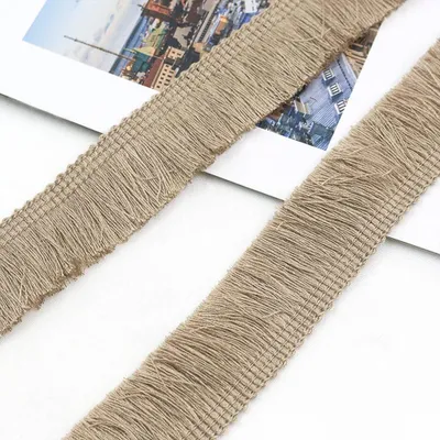 Fransenband 3 m x 2,5 cm, dekorativ, Khaki, Polyester