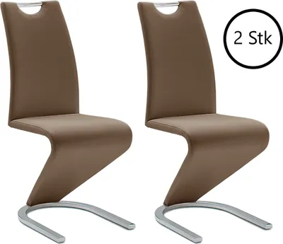 Produktbild von Schwingstuhl Esszimmerstuhl Schwingstühle Freischwinger "Pupik I" (2er Set) Braun