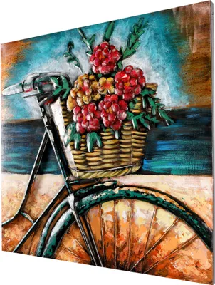 Produktbild von Wandbild Metallbild Relief Unikat Strandfahrrad 3D Bild handgefertigt
