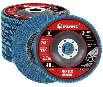 Obrázek produktu pro Brousky na úhlovou brusku, průměr 125 mm, tloušťka 22,2 mm, zrnitost 40, určené pro nerezovou ocel, kov a dřevo, 10 kusů, modré