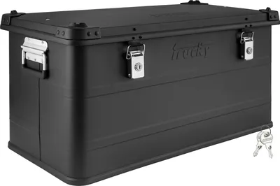 Alukiste Fassungsvermögen 90 L, 2 Klappgriffe seitlich, 2 Schlüssel, schwarz