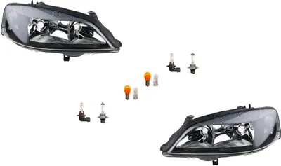 Immagine prodotto di Johns, fari alogeni si adatta a Opel Astra telaio nero 98-04 Leu. Set L R