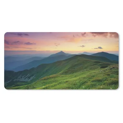 Produktbild von MuchoWow® Mauspad Mousepad Berg - Gras - Landschaft - Abend 60x30 cm - Mousepads - Maus Mat - Pad - Mausunterlage - Nachhaltig