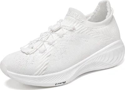 Produktbild von Damen Herren Laufschuhe Turnschuhe Bequeme Sneaker Leichte Fitnessschuhe Straßenlaufschuhe Weich Sportschuhe, Weiß, 43