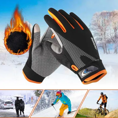 Produktbild von 1 Paar Winter Handschuhe Damen Herren Fahrrad Thermo Warme Touchscreen