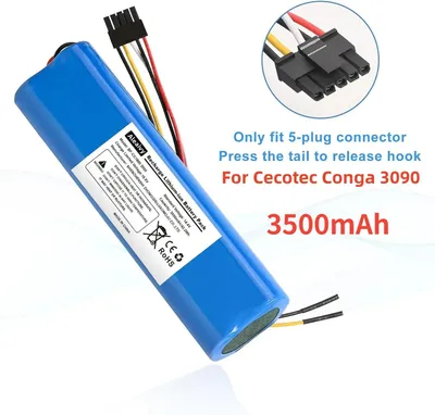Image de Batterie pour robot aspirateur - Batterie de remplacement pour CONGA 3090 - Lithium-ion - 3500 mAh - 14,4 V - 18650 - Rechargeable