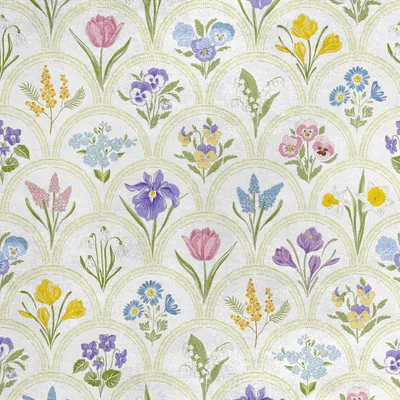 Produktbild von Royal Samt Stoff Polyester Zum Nähen - Motiv Frühlingsblumen 2