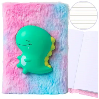Imagen del producto de Cuaderno De Peluche Forrado Con Dinosaurio Verde 3d Colorido