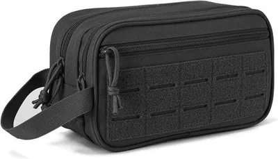 Productafbeelding van Toiletartikelen tas voor mannen - Militaire hygiënetas met MOLLE-vakken, reisaccessoires voor dagelijks gebruik en een draagbare douchetas