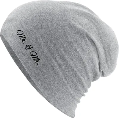 Produktbild von Huuraa Beanie Mr. & Mr. Schriftzug Heather Grey One Size Baumwolle und Elasthan Mütze Geschenkidee