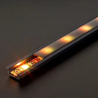 Immagine prodotto di Profilo in alluminio con LED – 2000 × 23(17) × 8 mm – Profilo a U per incasso – nero – 1 pezzo [41011A2-BK]
