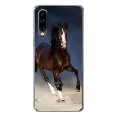 Produktbild von MuchoWow® Handyhülle Schutzhülle Hülle für Huawei P30 Pferde - Tiere - Sand Silikon Softcase Handy Hülle - Kartenbesitzer
