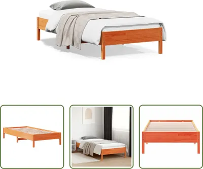 Produktbild von The Living Store Massivholzbett ohne Matratze Wachsbraun 100x200 Kiefernholz