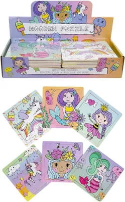 Produktbild von Holzpuzzle Mädchen - Meerjungfrau und Einhorn