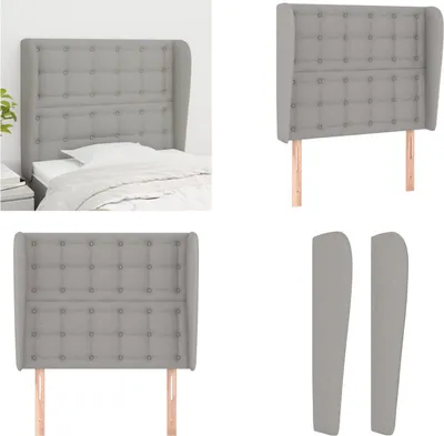 Produktbild von vidaXL Kopfteil mit Ohren Hellgrau 103x23x118/128 cm Stoff - Kopfteil - Kopfteile - Bett-Kopfteil - Bettkopfteil