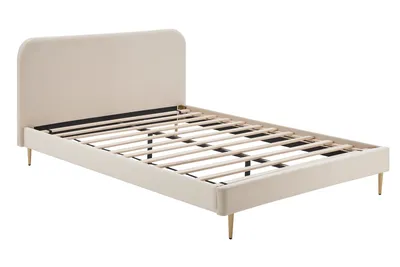 Immagine prodotto di Letto imbottito con rivestimento in velluto Beige 140x200 cm