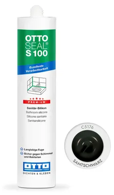 Produktbild von Ottoseal S100 Premium-Sanitär-Silikon 300ml Farbe: Samtschwarz C5176
