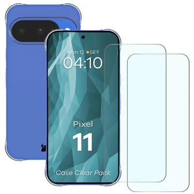 Produktbild von Schutzhülle + 2x gehärtetes Glas für Google Pixel 11, Bizon Case Clear Pack, Transparent