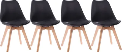 Image de Lot de 4 chaises scandinaves NORA noires avec coussin