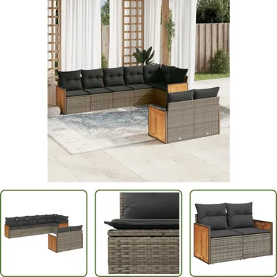 Produktbild von The Living Store 8-tlg. Garten-Sofagarnitur mit Kissen Grau Poly Rattan