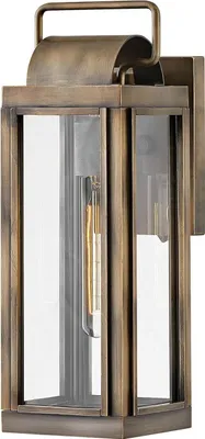 Produktbild von Außenwandlampe Glas Aluminium IP44 41,3 cm hoch in Bronze brüniert eckig Vintage Außenleuchte Wand