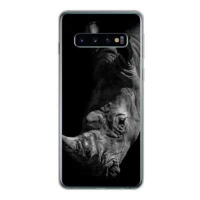 Produktbild von MuchoWow® Handyhülle Schutzhülle Hülle für Samsung Galaxy S10 Nashorn - Wildtier - Porträt Silikon Softcase Handy Hülle - Handytasche