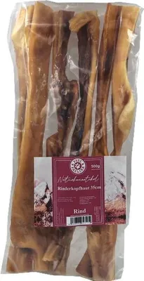 A package of dried beef ears for dogs.