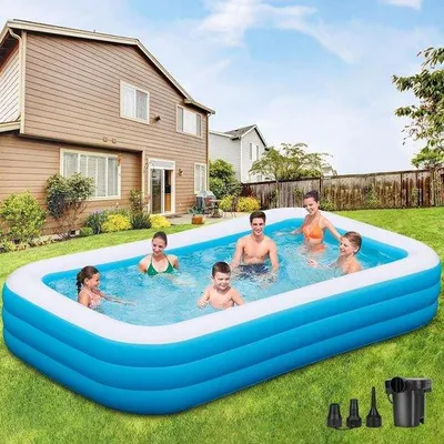 Produktbild von Famanu Aufblasbares Familienpool - 330x182x56 cm - Rechteckig - Blau
