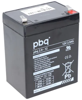 Obrázok produktu pre Olovená batéria PBQ 2,9-12, 12 V 2,9 Ah, s 4,8 mm kontaktmi Faston