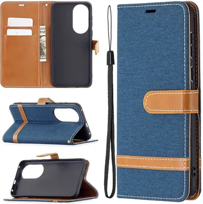 Produktbild von König Design Hülle kompatibel mit Huawei P50 Kunstleder Handyhülle - Handy Case Blau