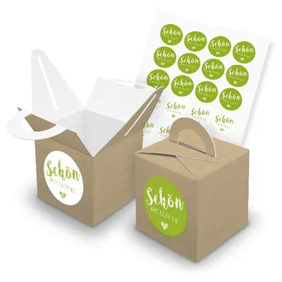 Produktbild von itenga SET 24x Würfelboxen mit Griff Braun (V43) + Motivsticker (M98)