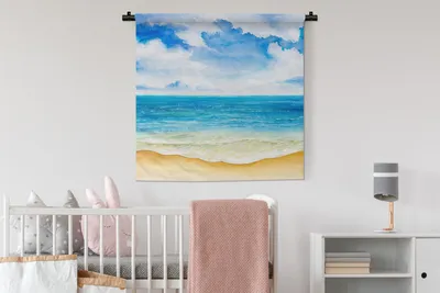 Produktbild von MuchoWow® Wandteppich Wandbehang Strand - Meer - Himmel 90x90 cm Tapisserie Dekoration Wandtuch - Wandaufhänger