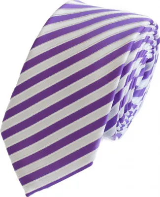 Produktbild von Fabio Farini - 1 Stück gestreifte Herren Krawatte - Tie mit Streifen in 6cm oder 8cm Breite Schmal (6cm), Violett/Weiß