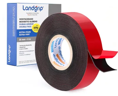 Doppelseitiges Klebeband, extra stark, 25 mm x 6 m, wasserdicht