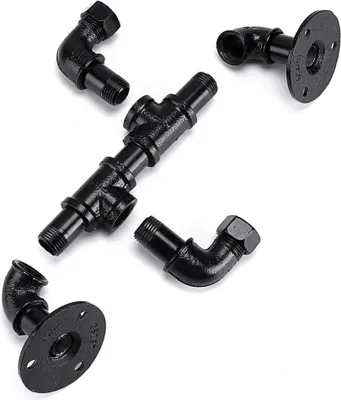 Produktbild von Famanu Kleiderhaken Robuster Metall-Kleiderhaken im Vintage-Industriestil mit 2 Haken - Schwarz