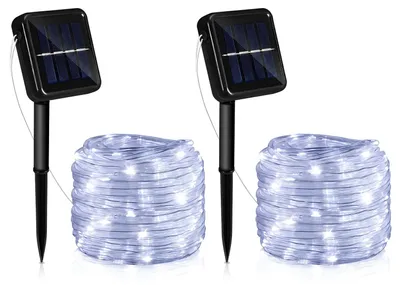 Produktbild von Vigevee Solar LED Lichterkette ,Außen Garten Balkon Terrasse, mit Solarpanel und Erdspieß  10m Kaltweiß