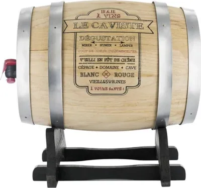 Immagine prodotto di CMP KV7166 Bariletto in legno con rubinetto, con cerchi metallici argentati, 5 l