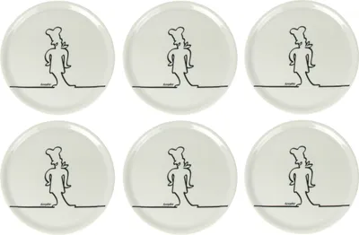 Produktbild von 6er Set Saturnia Pizzateller Ø31cm aus Porzellan mit lustigem Koch-Motiv