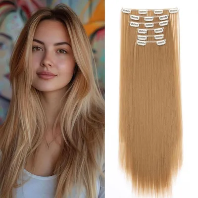 Immagine prodotto di Clip-in, extension per capelli lisci, 6 pezzi, 65 cm, biondo scuro