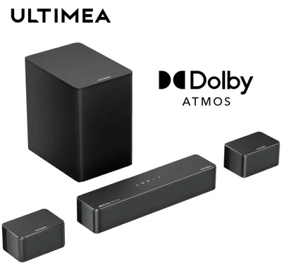 Imagen del producto de Barra de sonido de 410W con Dolby Atmos, barra de sonido envolvente 3D para televisión, con subwoofer inalámbrico, sistema de sonido para televisión tipo cine