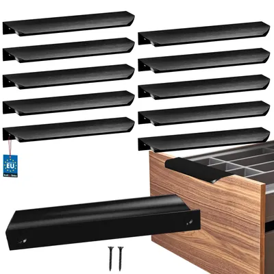 Produktbild von KOTARBAU® 10er Set Möbelgriff Schrankgriffe 180 mm Schwarz Matt ZnAl Hinterschraubgriffe Kantengriff Schubladengriffe Küche Modern