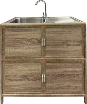 Produktbild von Outdoorspüle Gerti L Sonoma Holzoptik 83x82x43 cm (BxHxT) mit Kaltwasserhahn und Stauraum