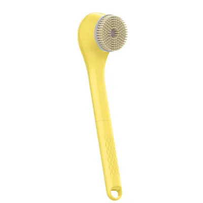 Produktbild von Elektrische Duschbürste, Rückenbürste mit langem Stiel, 360° drehbar, 6 Bürstenköpfe,wasserdicht&rutschfest für Peeling, gegen Cellulite, Massage,Gelb